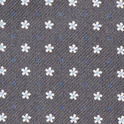 CRAVATTA ASCOT IN SETA GRIGIO SCURO Microfantasia fiore