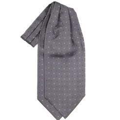 CRAVATTA ASCOT IN SETA GRIGIO SCURO Microfantasia fiore