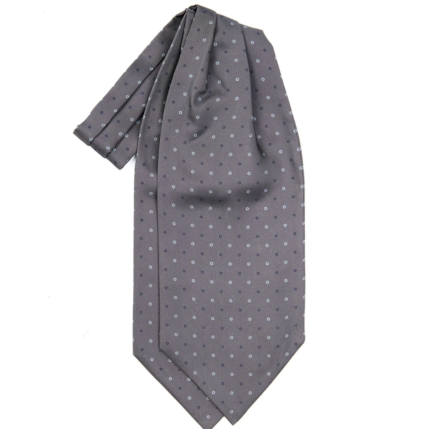 CRAVATTA ASCOT IN SETA GRIGIO SCURO Microfantasia fiore