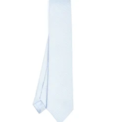 CRAVATTA CERIMONIA IN SETA JACQUARD AZZURRA Microfantasia geometrica