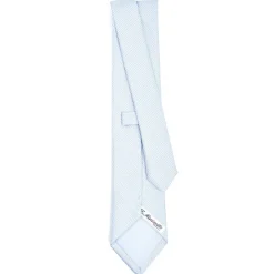 CRAVATTA CERIMONIA IN SETA JACQUARD AZZURRA Microfantasia geometrica