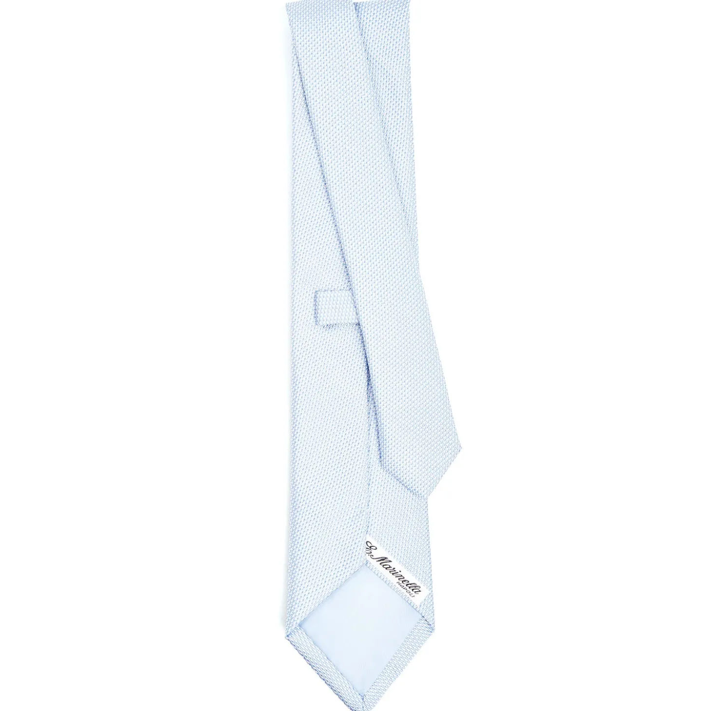 CRAVATTA CERIMONIA IN SETA JACQUARD AZZURRA Microfantasia geometrica