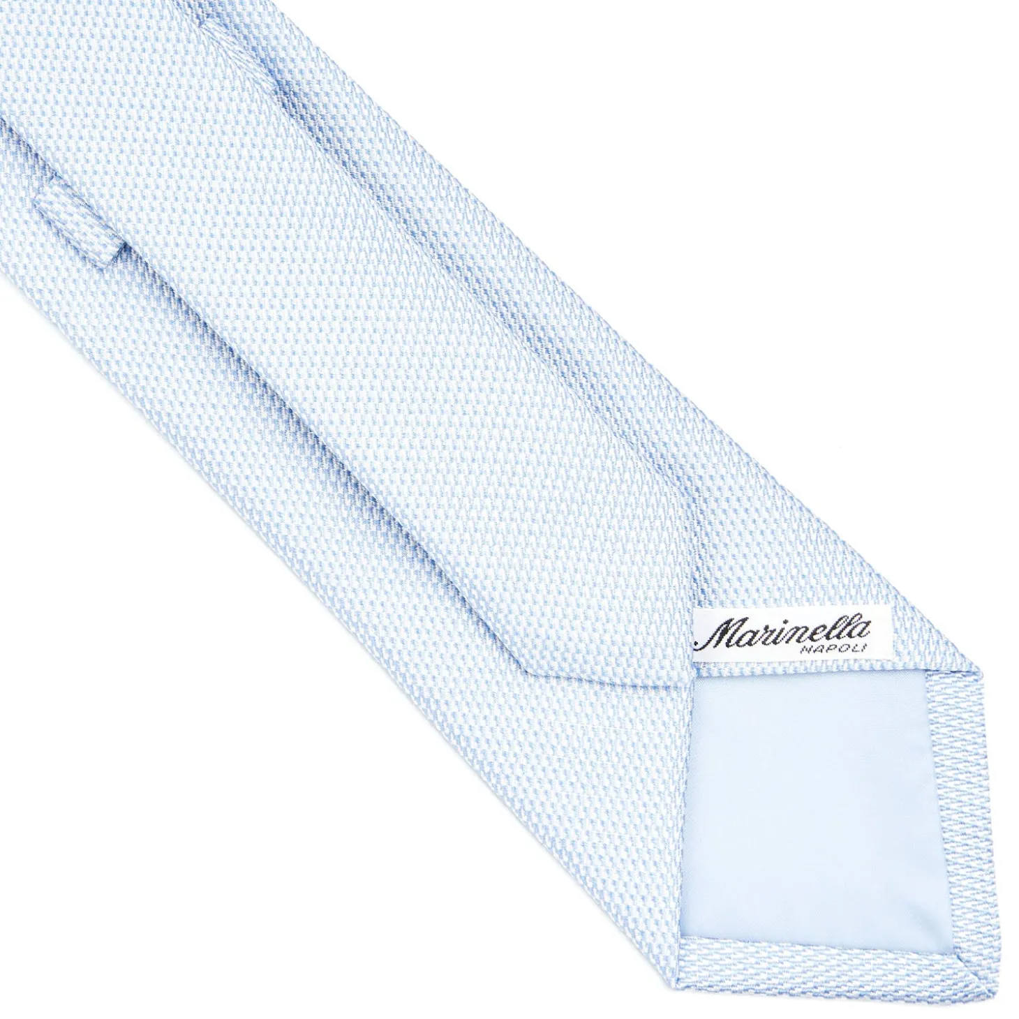 CRAVATTA CERIMONIA IN SETA JACQUARD AZZURRA Microfantasia geometrica