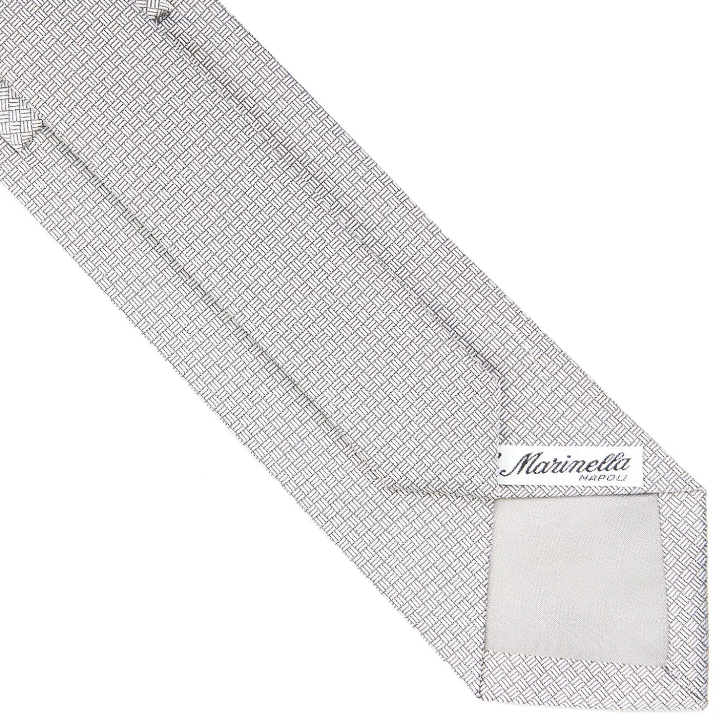 CRAVATTA CERIMONIA IN SETA JACQUARD GRIGIO CHIARO Microfantasia geometrica