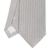 CRAVATTA CERIMONIA IN SETA JACQUARD GRIGIO CHIARO Microfantasia geometrica