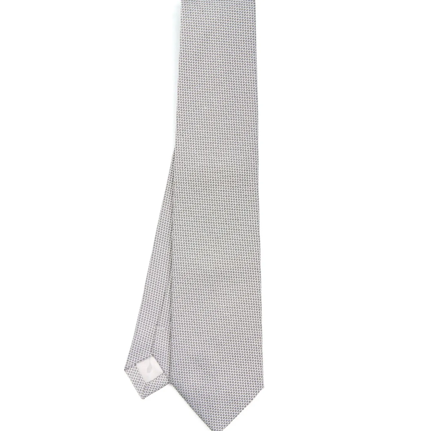 CRAVATTA CERIMONIA IN SETA JACQUARD GRIGIO CHIARO Microfantasia geometrica