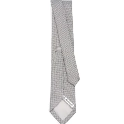 CRAVATTA CERIMONIA IN SETA JACQUARD GRIGIO CHIARO Microfantasia geometrica
