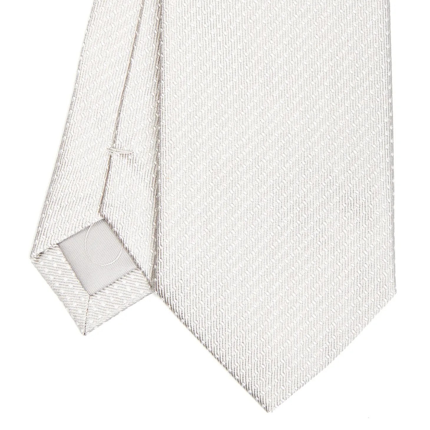CRAVATTA CERIMONIA IN SETA JACQUARD GRIGIO CHIARO Microfantasia geometrica