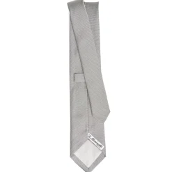 CRAVATTA CERIMONIA IN SETA JACQUARD GRIGIO CHIARO Microfantasia geoemtrica