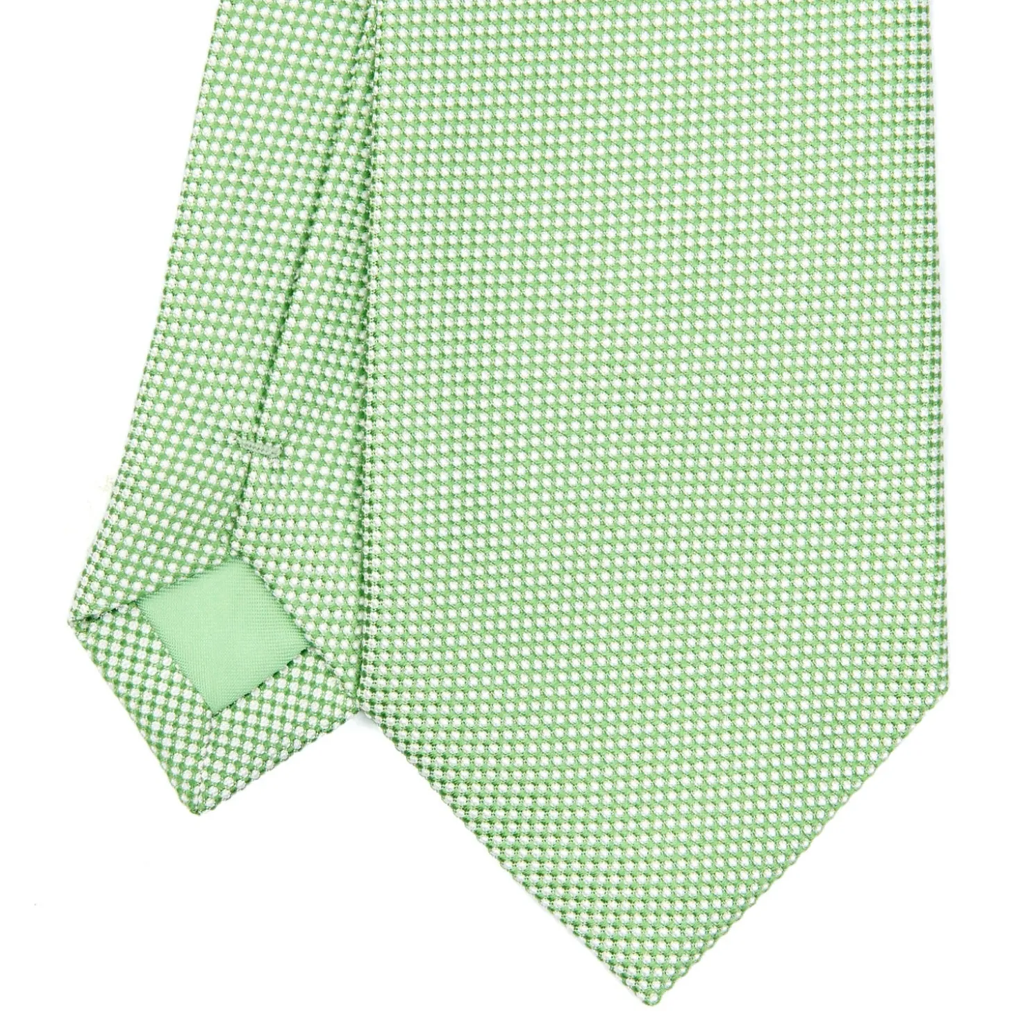 CRAVATTA CERIMONIA IN SETA JACQUARD VERDE CHIARO Microfantasia geometrica