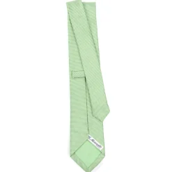 CRAVATTA CERIMONIA IN SETA JACQUARD VERDE CHIARO Microfantasia geometrica