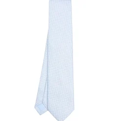 CRAVATTA CERIMONIA IN SETA JACQUARD AZZURRA Microfantasia geometrica