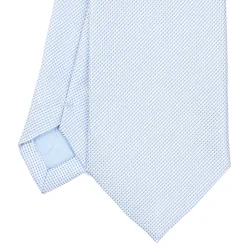 CRAVATTA CERIMONIA IN SETA JACQUARD AZZURRA Microfantasia geometrica