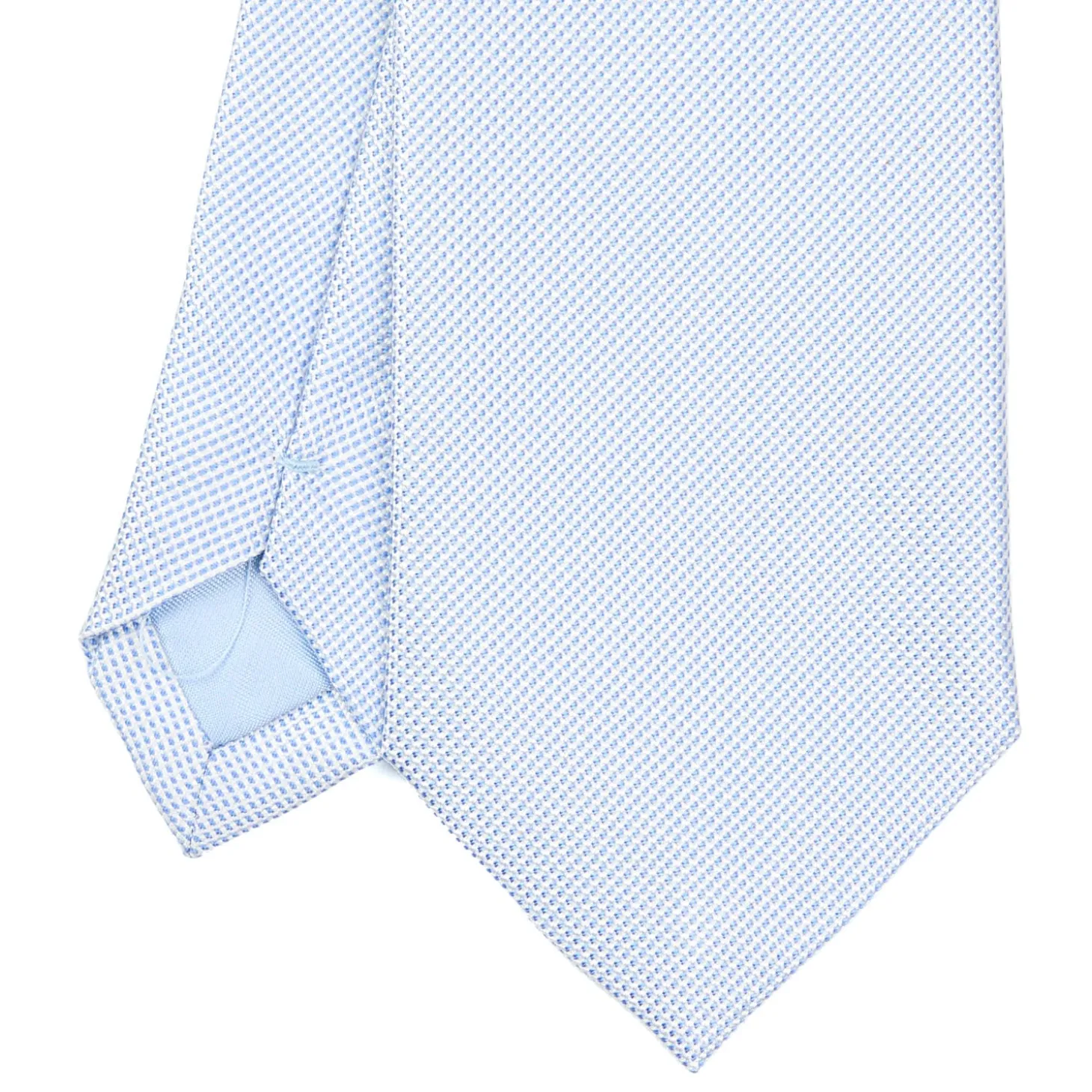 CRAVATTA CERIMONIA IN SETA JACQUARD AZZURRA Microfantasia geometrica
