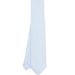 CRAVATTA CERIMONIA IN SETA JACQUARD AZZURRA Microfantasia geometrica