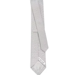 CRAVATTA CERIMONIA IN SETA JACQUARD GRIGIO CHIARO Microfantasia geometrica