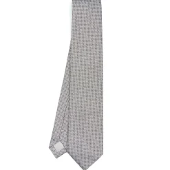 CRAVATTA CERIMONIA IN SETA JACQUARD GRIGIO CHIARO Microfantasia geometrica