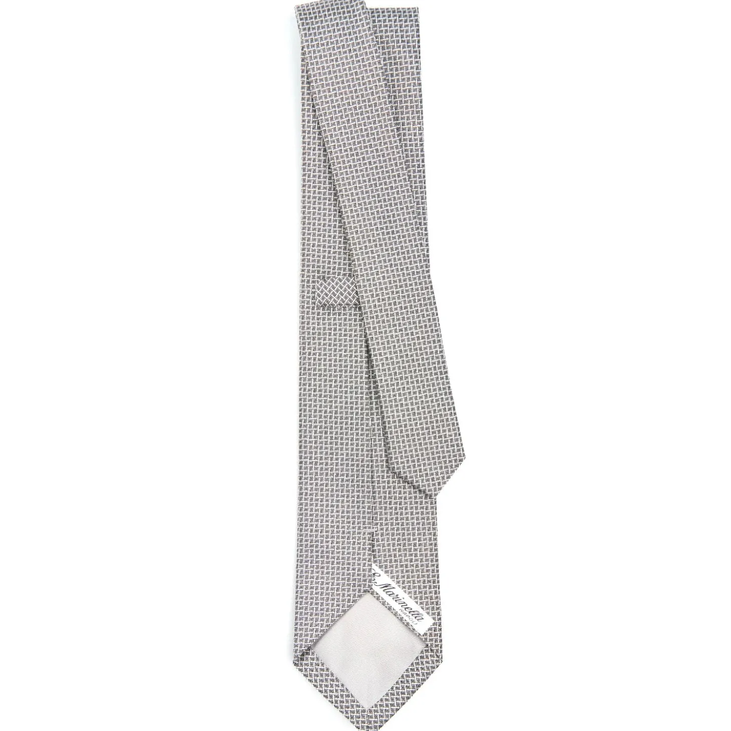 CRAVATTA CERIMONIA IN SETA JACQUARD GRIGIO CHIARO Microfantasia geometrica