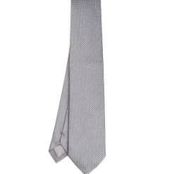 CRAVATTA CERIMONIA IN SETA JACQUARD GRIGIO SCURO Microfantasia geometrica