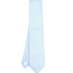 CRAVATTA CERIMONIA IN SETA JACQUARD AZZURRA Microfantasia geometrica