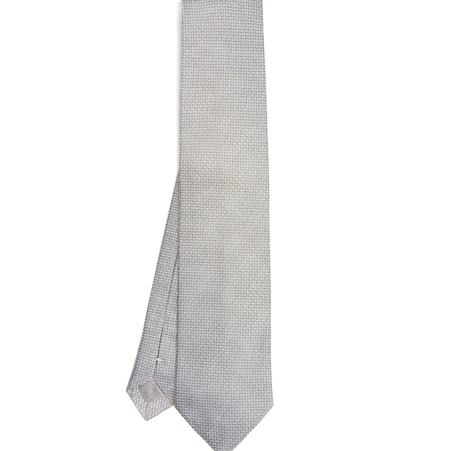 CRAVATTA CERIMONIA IN SETA JACQUARD GRIGIO CHIARO Microfantasia geometrica