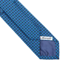 CRAVATTA CLASSICA IN LANA AZZURRA Microfantasia fiore