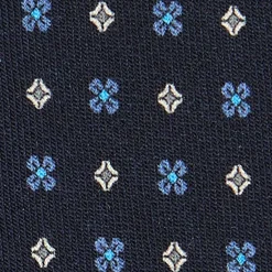 CRAVATTA CLASSICA IN LANA BLU SCURO Microfantasia fiore