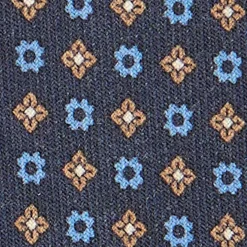 CRAVATTA CLASSICA IN LANA BLU SCURO Microfantasia fiore
