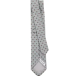 CRAVATTA CLASSICA IN LANA GRIGIO CHIARO Microfantasia fiore