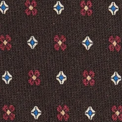 CRAVATTA CLASSICA IN LANA MARRONE SCURO Microfantasia fiore