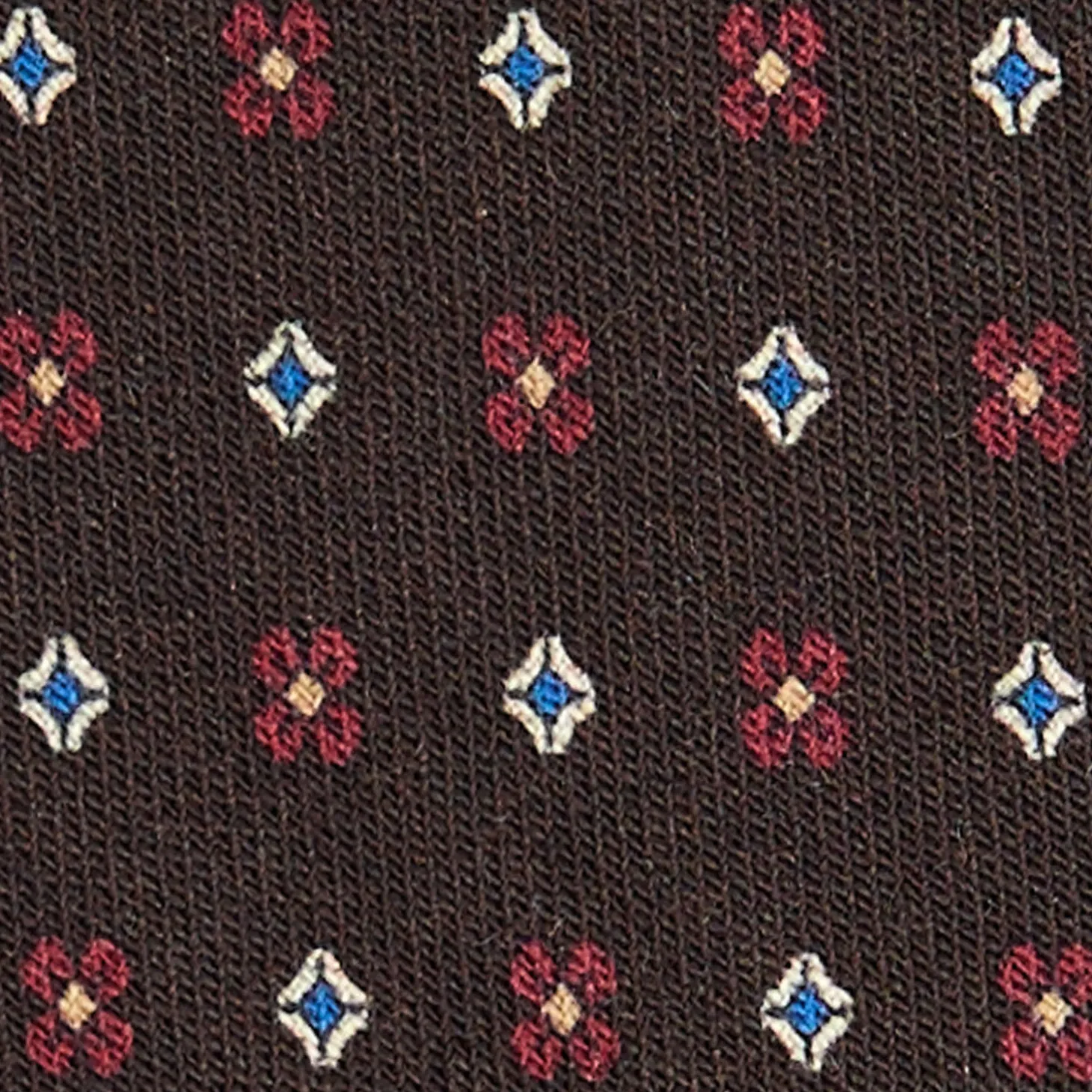 CRAVATTA CLASSICA IN LANA MARRONE SCURO Microfantasia fiore