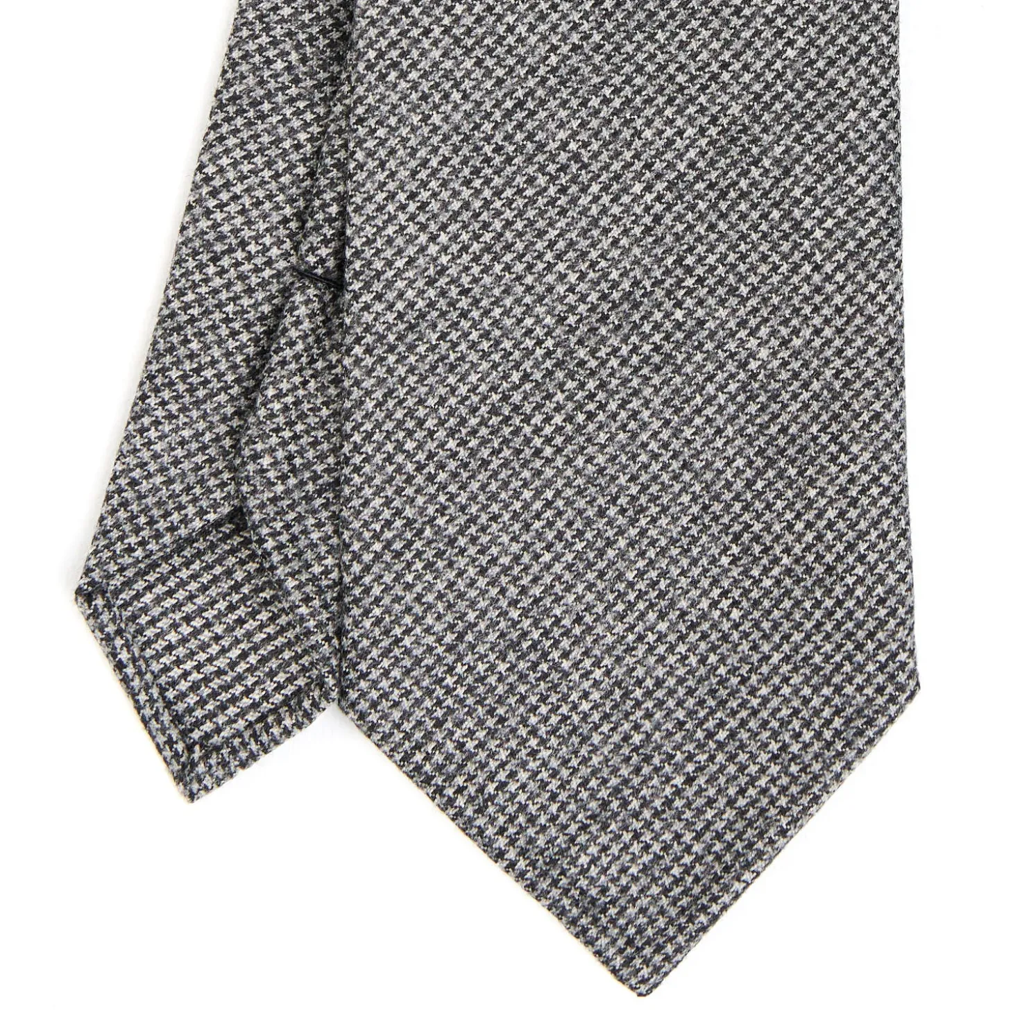 CRAVATTA CLASSICA IN LANA SFODERATA GRIGIO SCURO Pied de poule