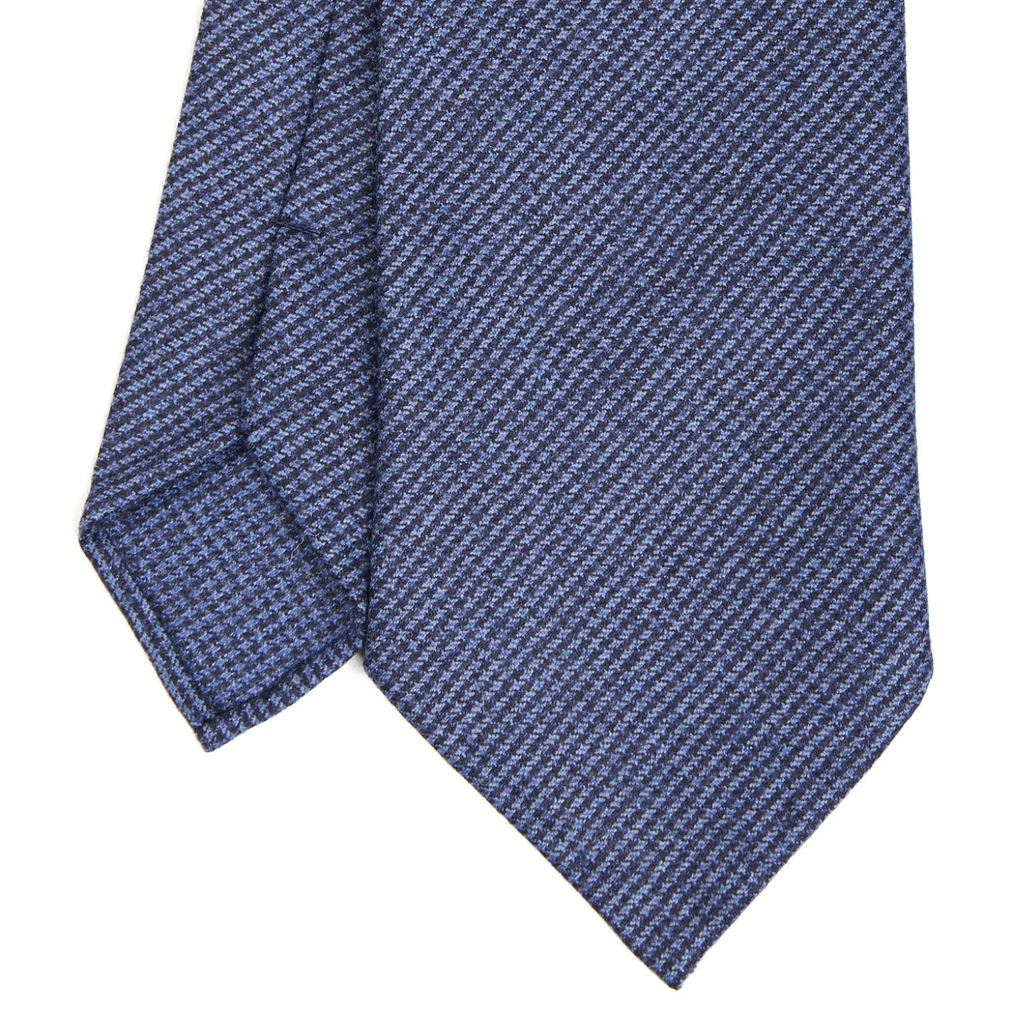 CRAVATTA CLASSICA IN LANA SFODERATA BLU Pied de poule