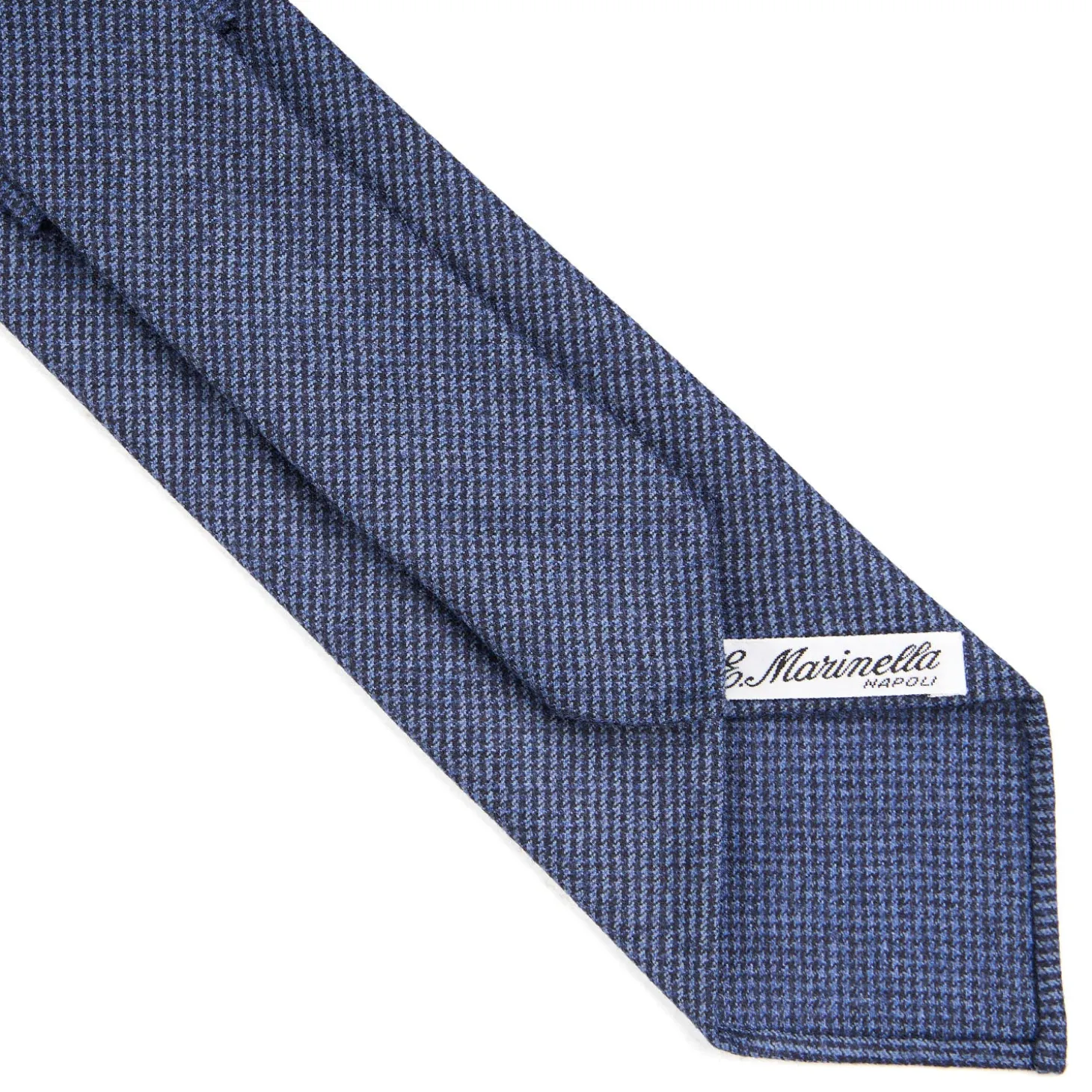 CRAVATTA CLASSICA IN LANA SFODERATA BLU Pied de poule