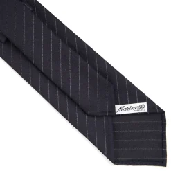 CRAVATTA CLASSICA IN LANA SFODERATA BLU SCURO Rigata