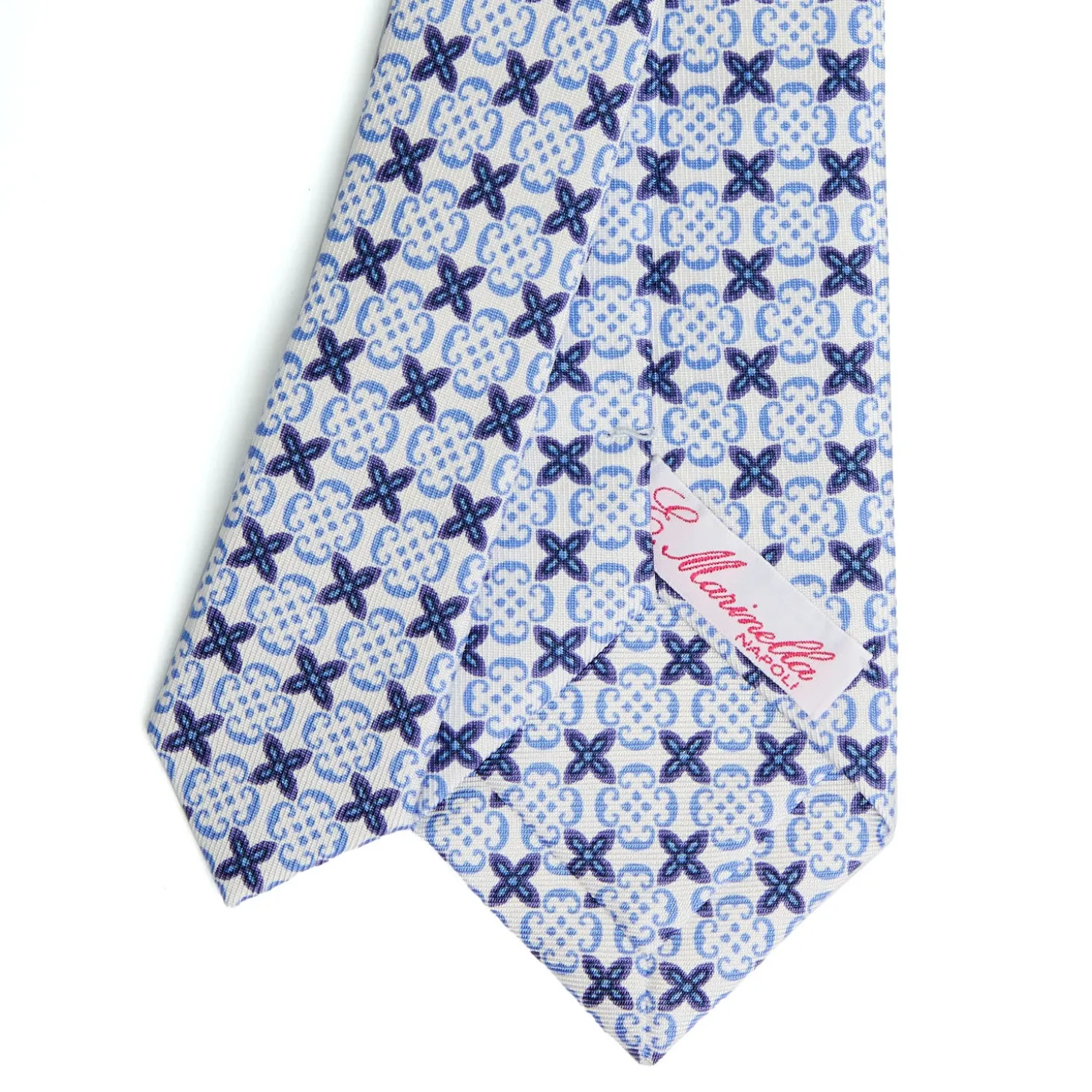 CRAVATTA DONNA CLASSICA IN SETA STAMPATA AZZURRA Microfantasia inspirazione foulard