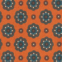 CRAVATTA DONNA IN SETA STAMPATA ARANCIONE Microfantasia fiore