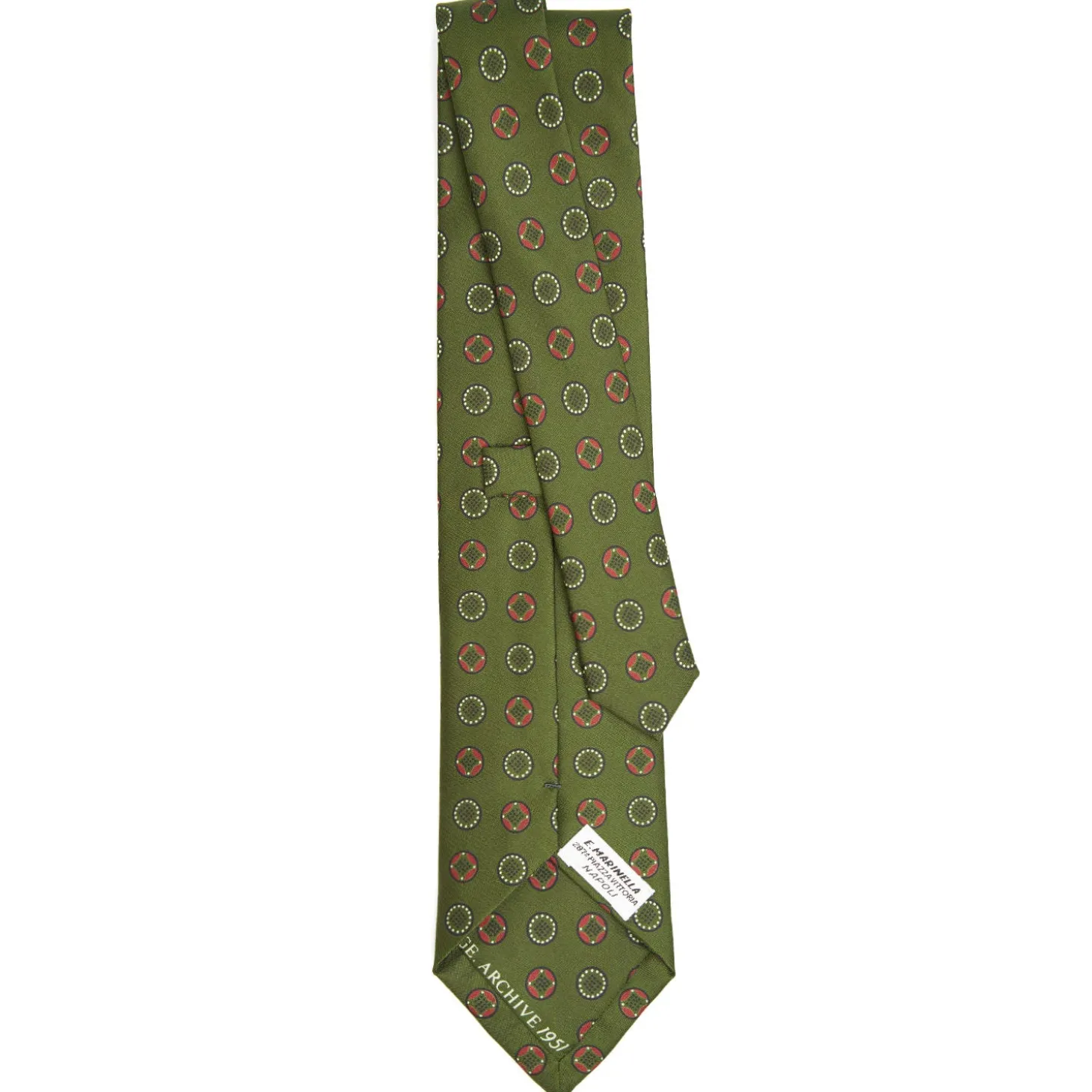 CRAVATTA IN SETA VERDE OLIVA Collezione archivio anno 1951