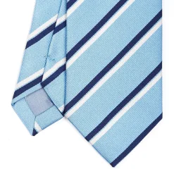 CRAVATTA REGIMENTAL IN SETA AZZURRA Righe blu e bianche