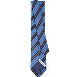 CRAVATTA REGIMENTAL IN SETA AZZURRO POLVERE Righe blu