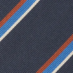 CRAVATTA REGIMENTAL IN SETA BLU SCURO Righe marroni e azzurre