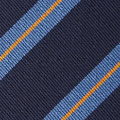 CRAVATTA REGIMENTAL IN SETA BLU SCURO Righe azzurre e beige