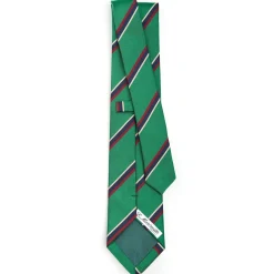 CRAVATTA REGIMENTAL IN SETA VERDE SCURO Righe blu e bordeaux