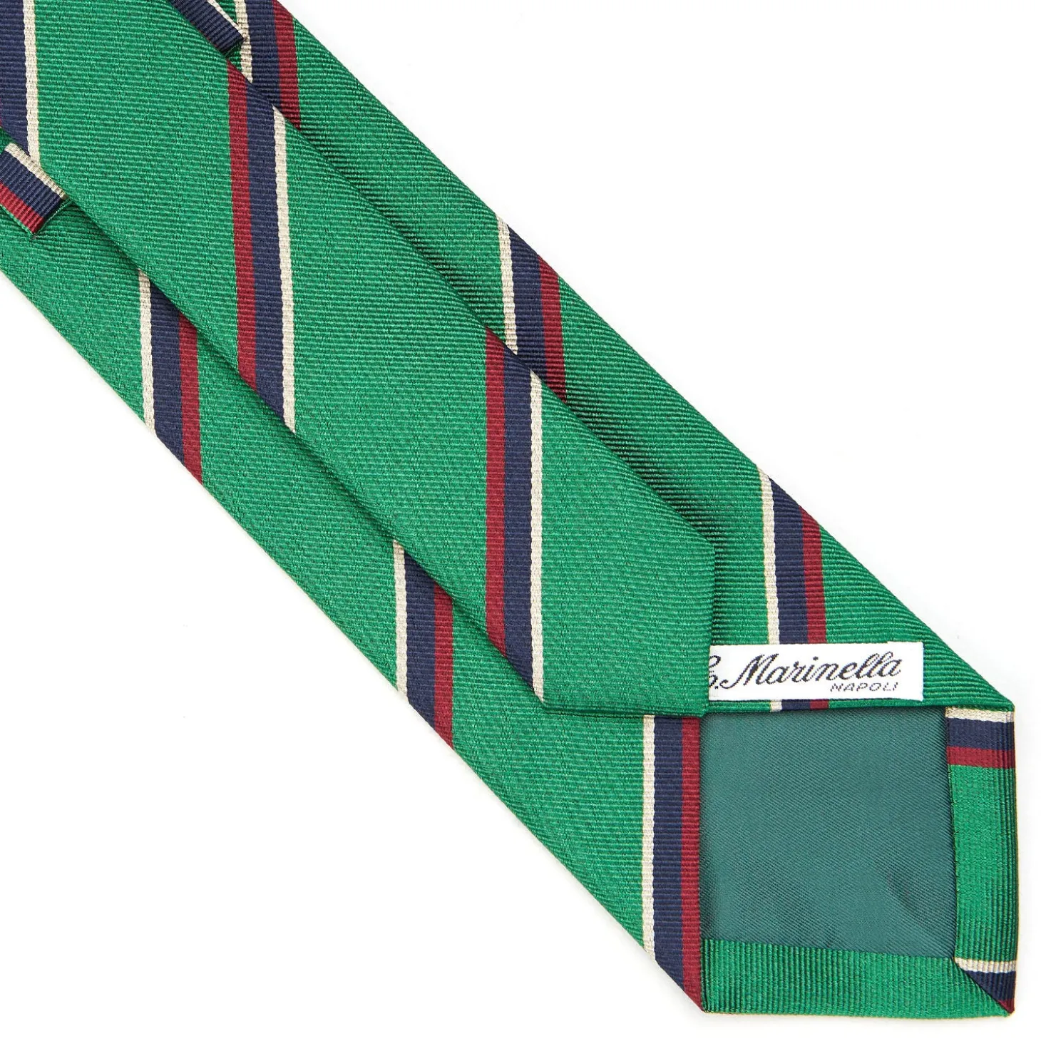 CRAVATTA REGIMENTAL IN SETA VERDE SCURO Righe blu e bordeaux