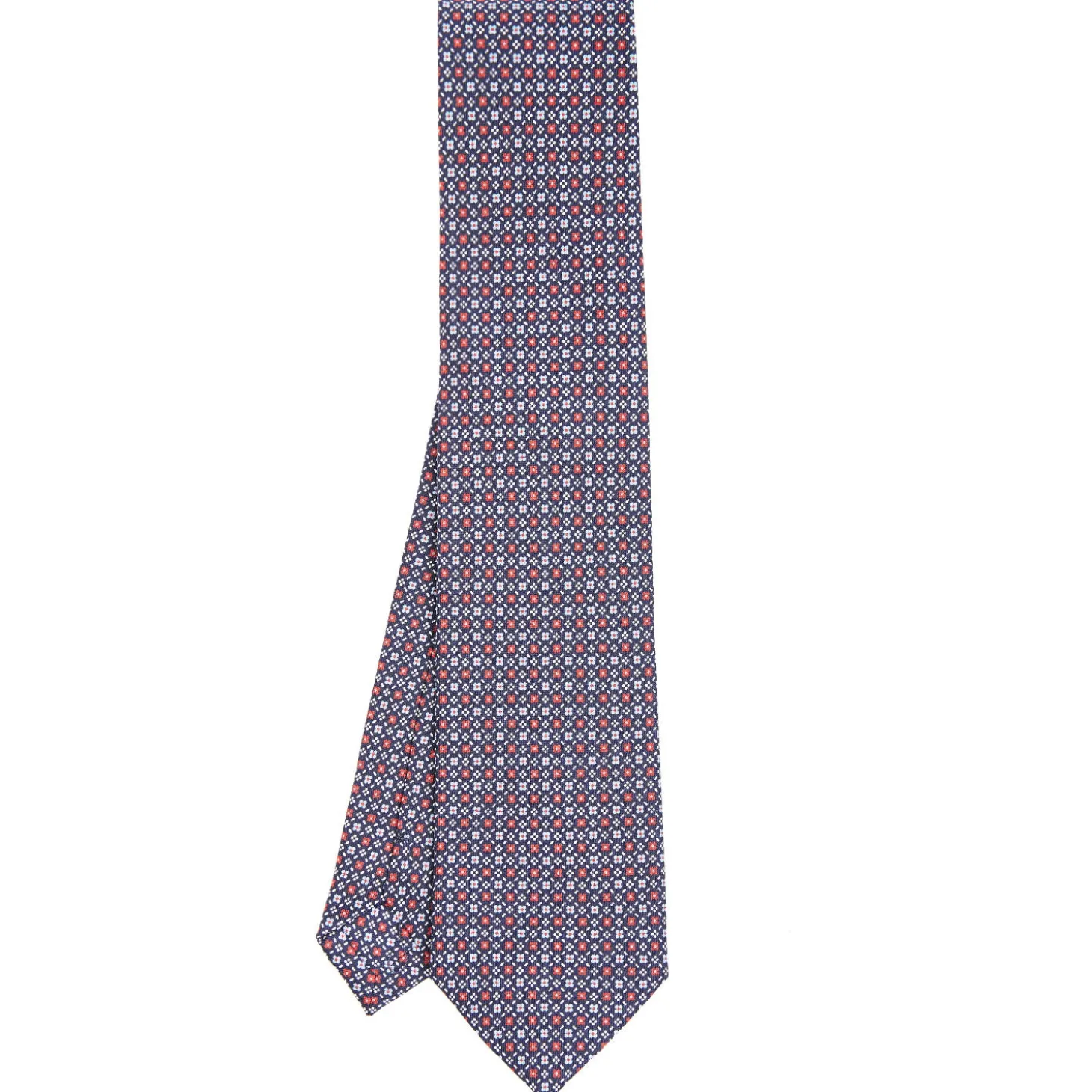 CRAVATTA SARTORIALE CLASSICA IN SETA BLU SCURO Microfantasia fiore