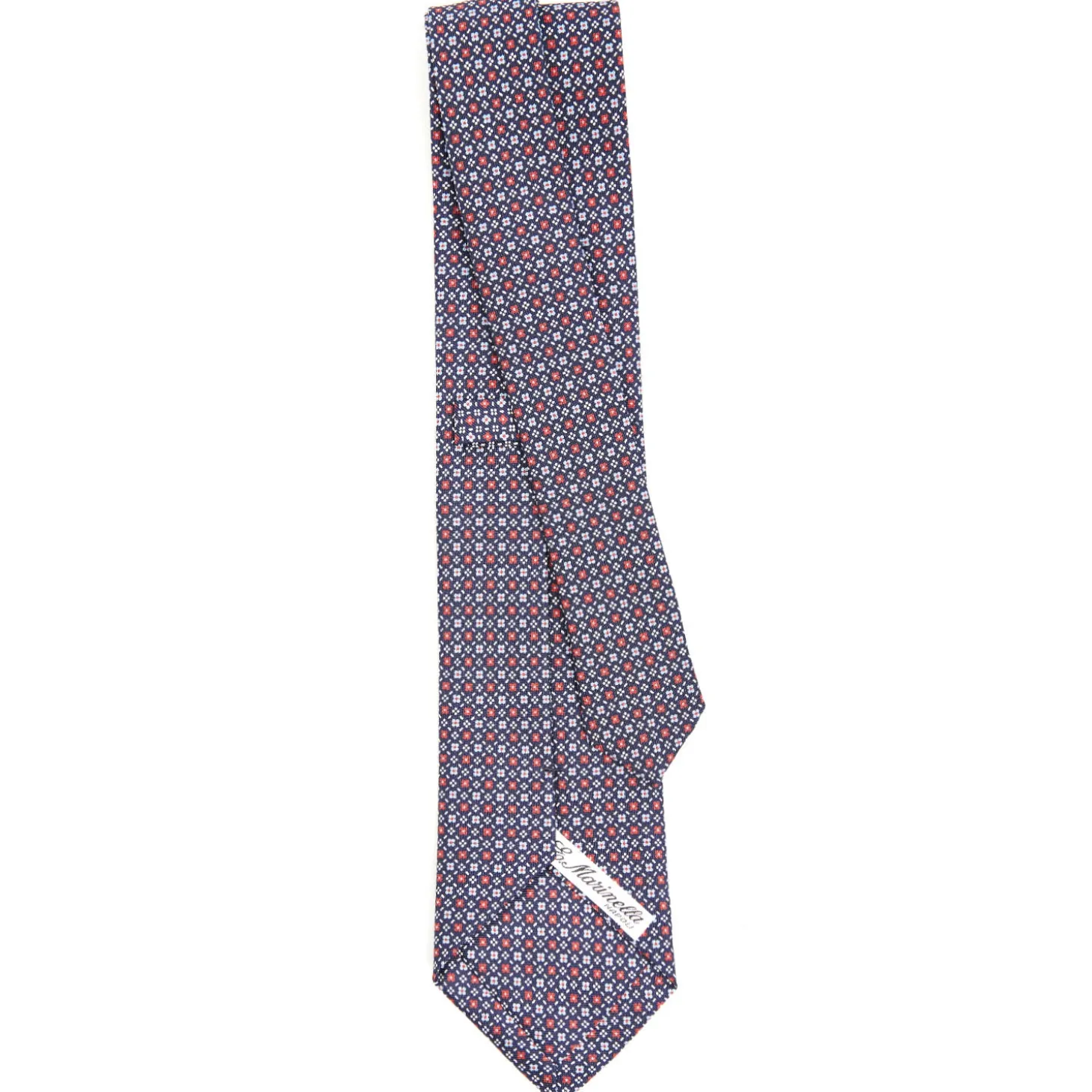 CRAVATTA SARTORIALE CLASSICA IN SETA BLU SCURO Microfantasia fiore