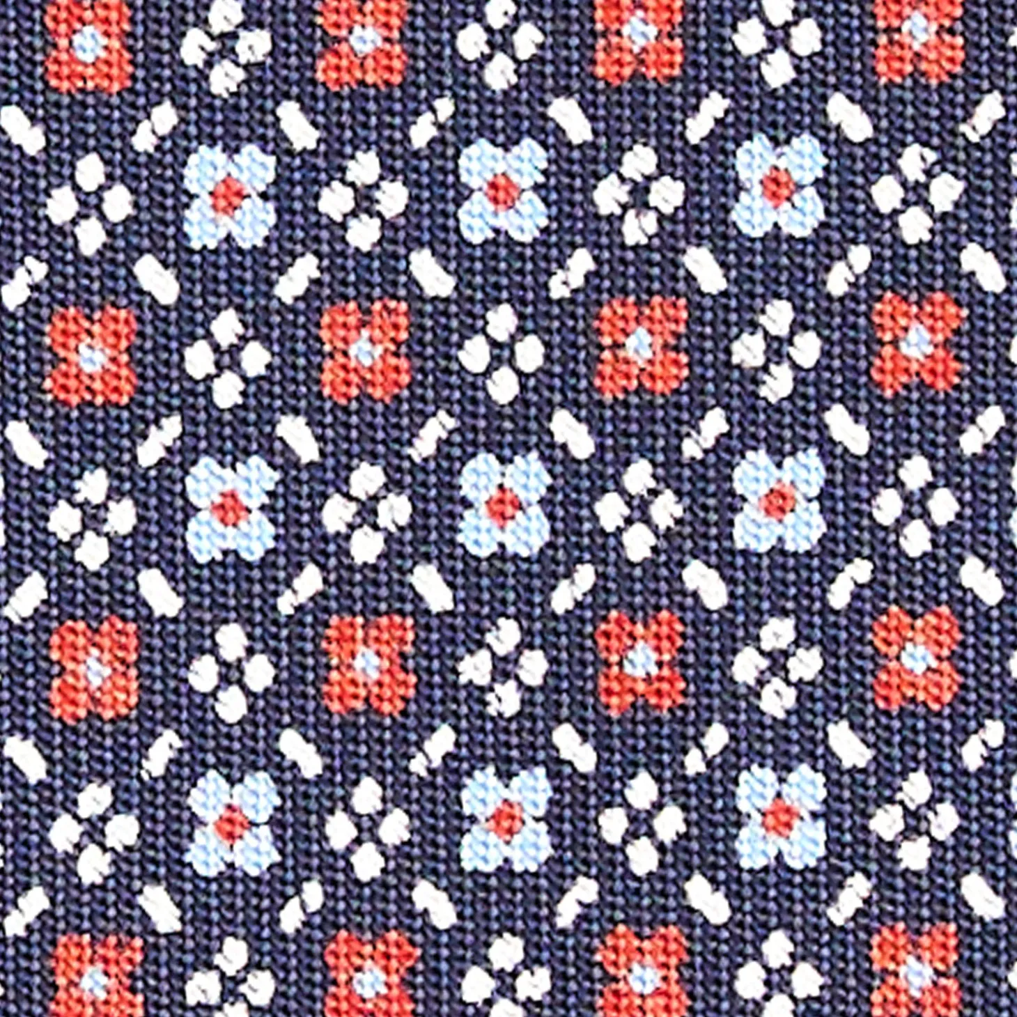 CRAVATTA SARTORIALE CLASSICA IN SETA BLU SCURO Microfantasia fiore