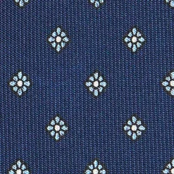 CRAVATTA SARTORIALE CLASSICA IN SETA BLU SCURO Microfantasia fiore