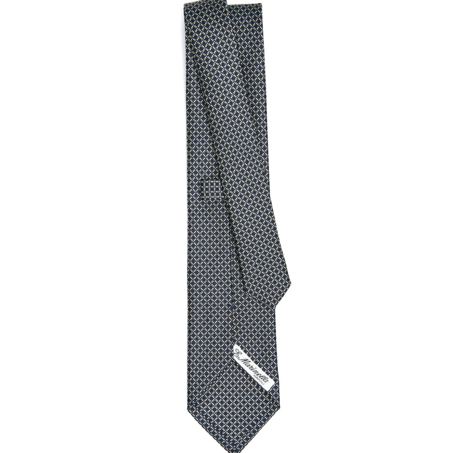 CRAVATTA SARTORIALE CLASSICA IN SETA BLU SCURO Microfantasia geometrica