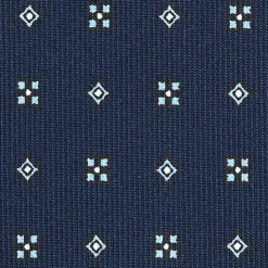 CRAVATTA SARTORIALE CLASSICA IN SETA BLU SCURO Microfantasia fiore